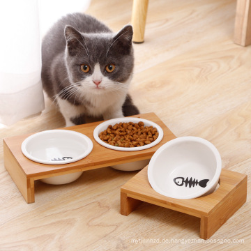 Keramik Single Double Pet Food Bowl mit Ständer